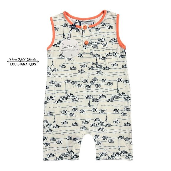 NEW SweetHoney 2T Fishing Fish Print Romper